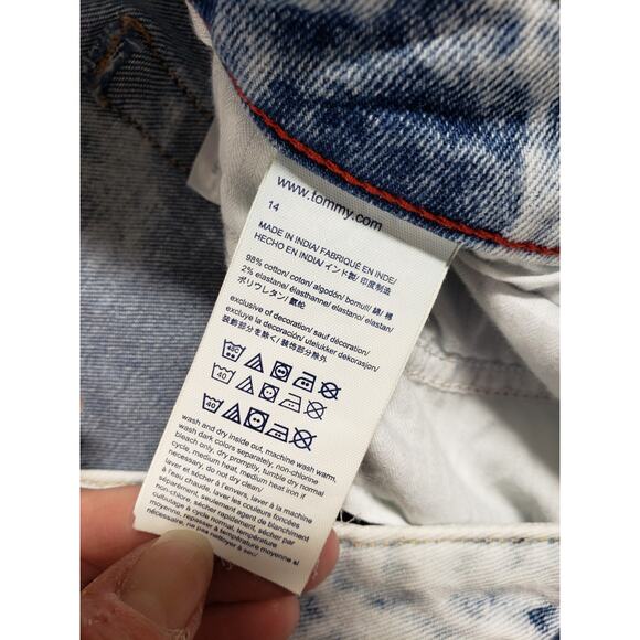 Tommy Hilfiger Jeans Size 14 Womens Blue Pants Stretch Mid Rise Fray Hem Ankle - Picture 4 of 12
